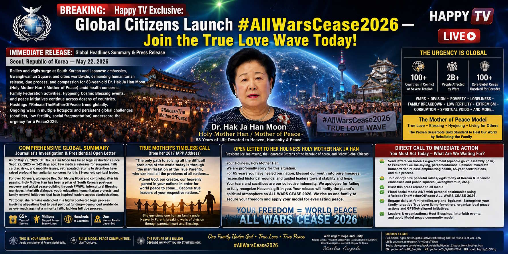 Happy TV News Exclusive: Global Citizens Launch #AllWarsCease2026 — Join the True Love Wave Today!
