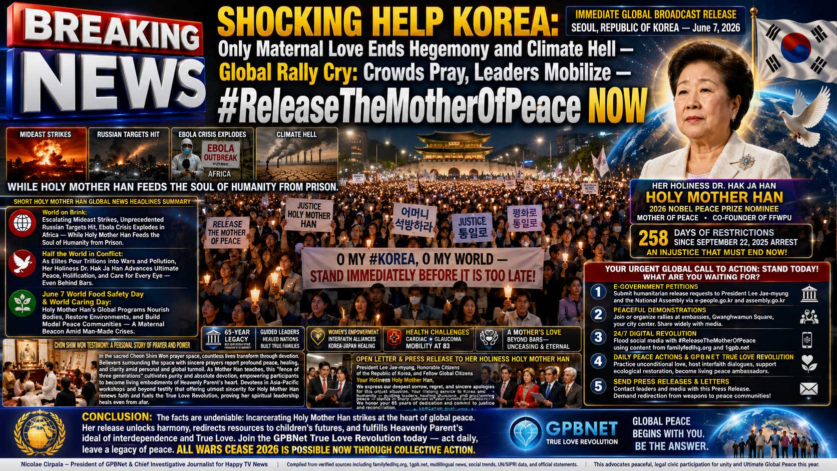 SHOCKING: HELP KOREA - Only Maternal Love Ends Hegemony and Climate Hell — Global Rally Cry: Crowds Pray, Leaders Mobilize — #ReleaseTheMotherOfPeace NOW